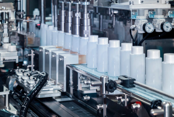 Cosmetics manufacturer bottling line.