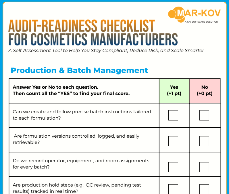 AUDIT-READINESS CHECKLIST FOR COSMETICS MANUFACTURERS